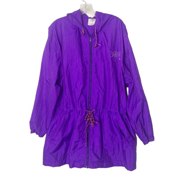 Vintage 90’s Speedo Purple Light Windbreaker Jacket Retro Coat Women’s Large - Picture 1 of 12